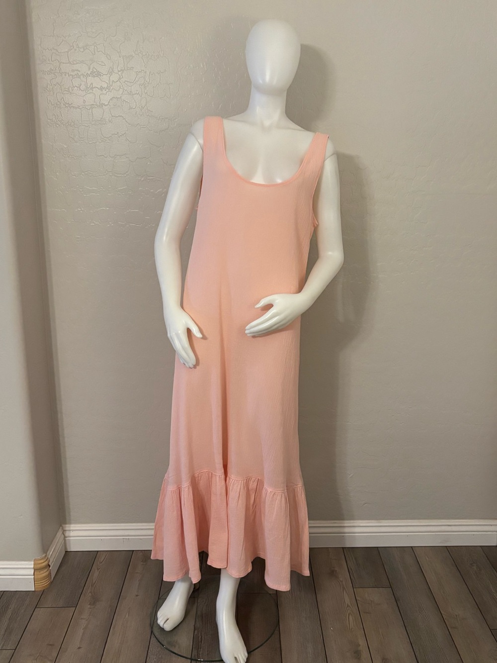 Heart’s Desire by Mary Grace Pink Crinkled 100% Linen Slip Dress XL